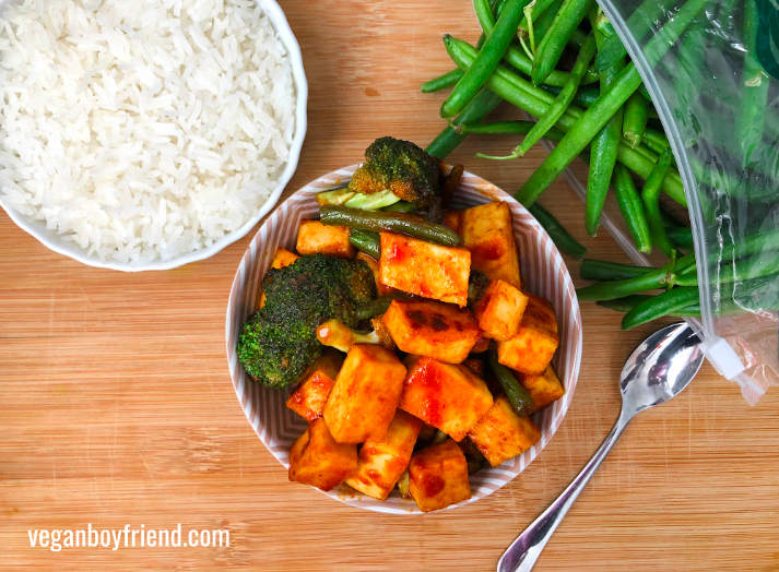 Barbeque Tofu, Broccoli & Green Beans